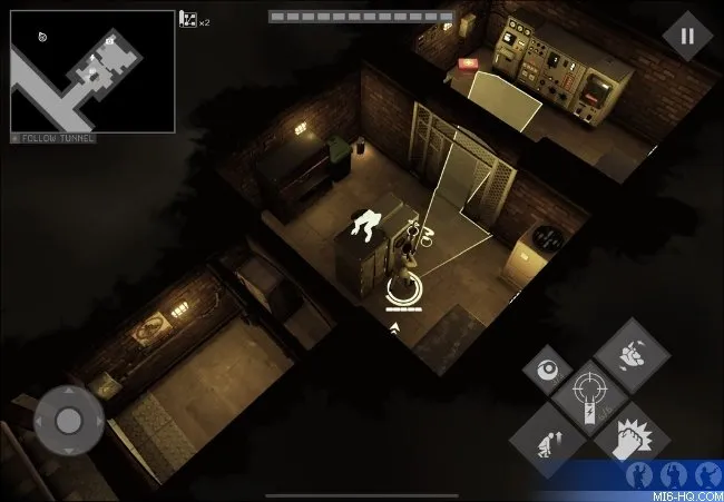 Sneaking through a dark interior