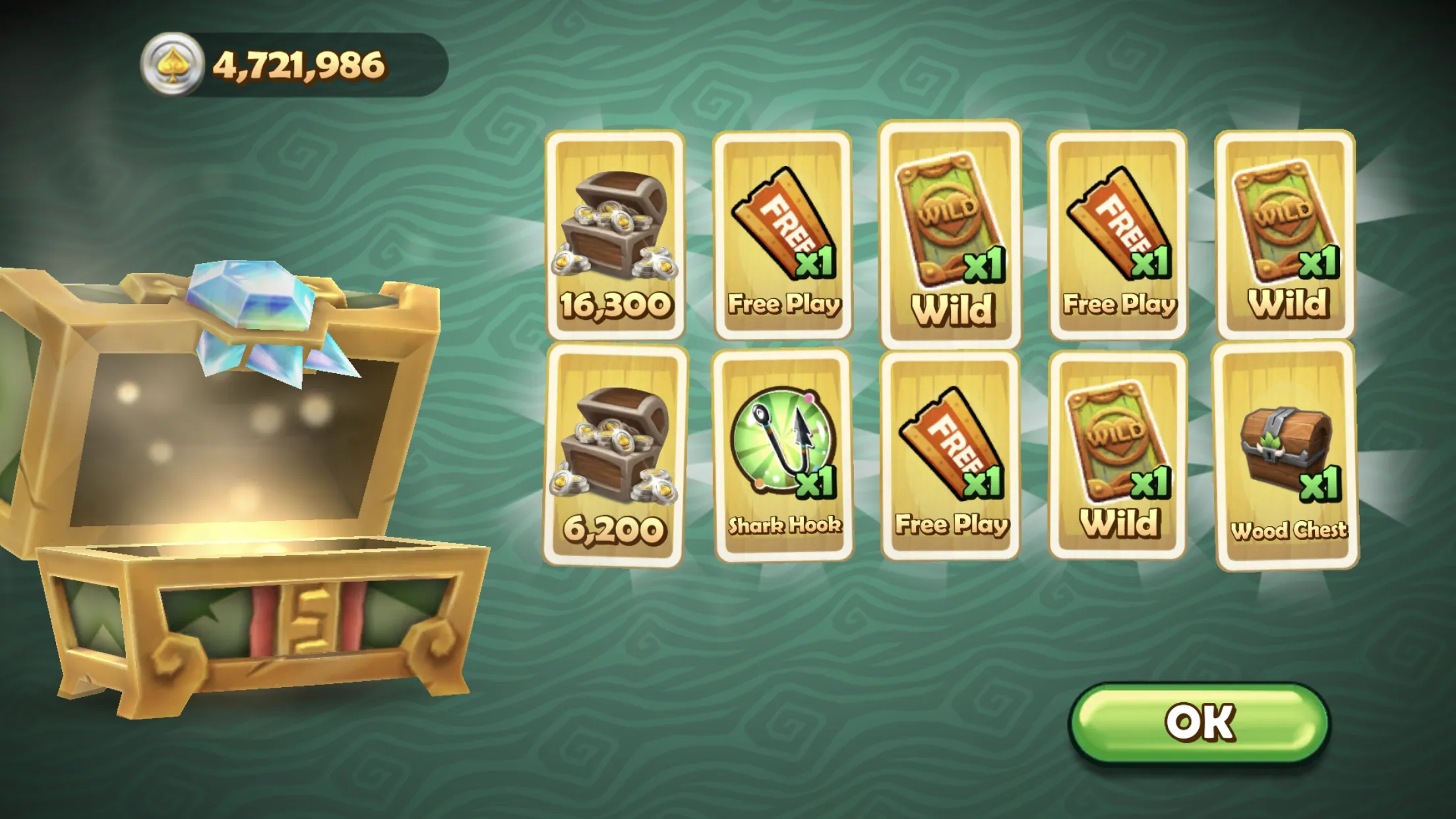 A TriPeaks reward chest opening