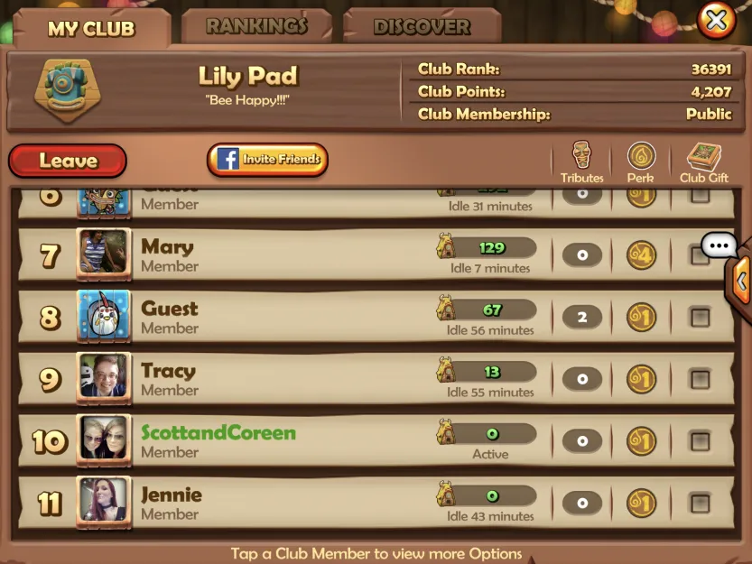 My Club: the member list